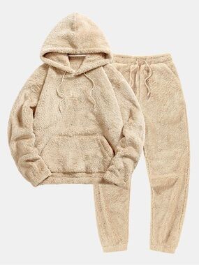 Hoooyi Basic Teddy Hoodie & Teddy Jogger Pants